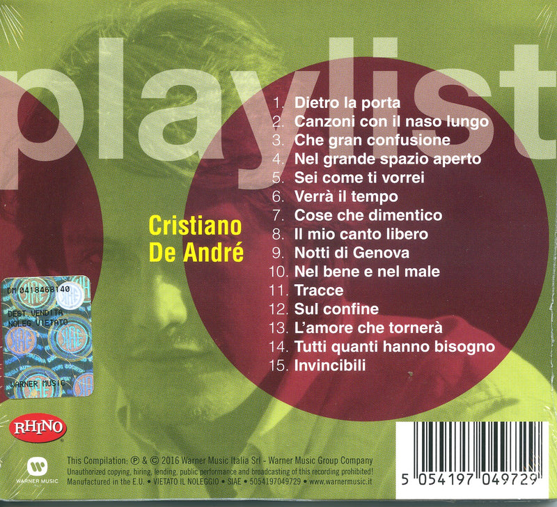 De Andre' Cristiano - Playlist: Cristiano De AndrÃ© CD 5054197049729