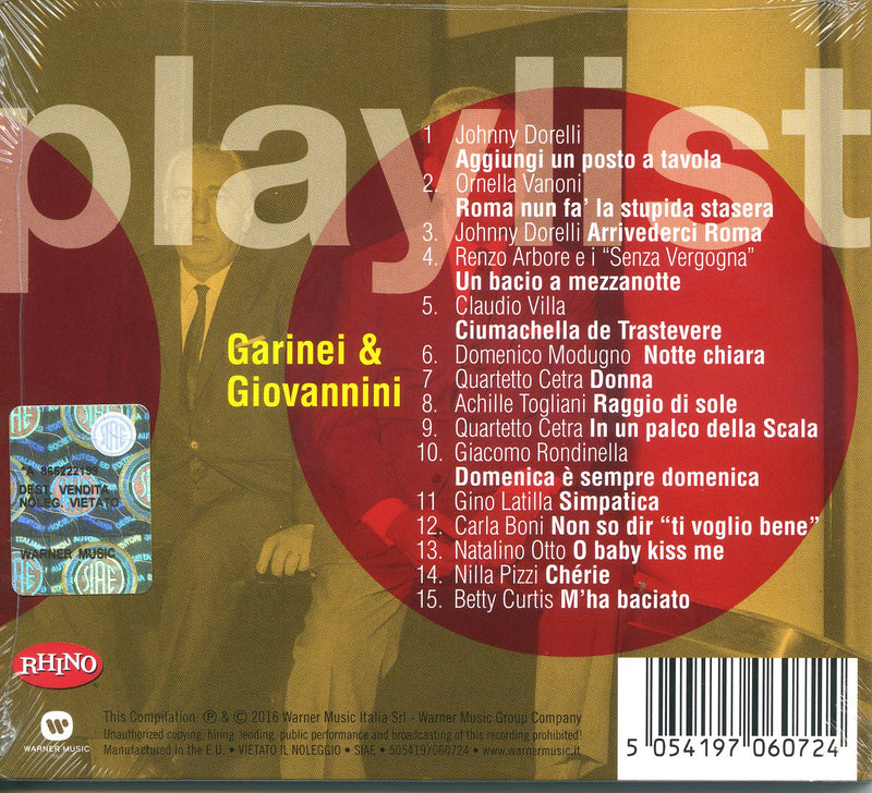 Garinei Pietro E Giovannini Sandro - Playlist: Garinei Pietro E Giovannini Sandro CD 5054197060724