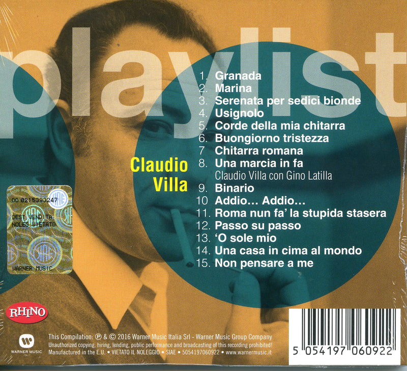 Villa Claudio - Playlist: Claudio Villa Cd 5054197060922