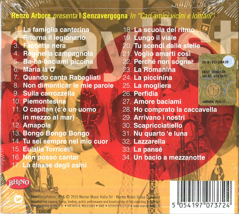 Arbore Renzo - Playlist: Renzo Arbore E I Senzavergogna Cd 5054197073724