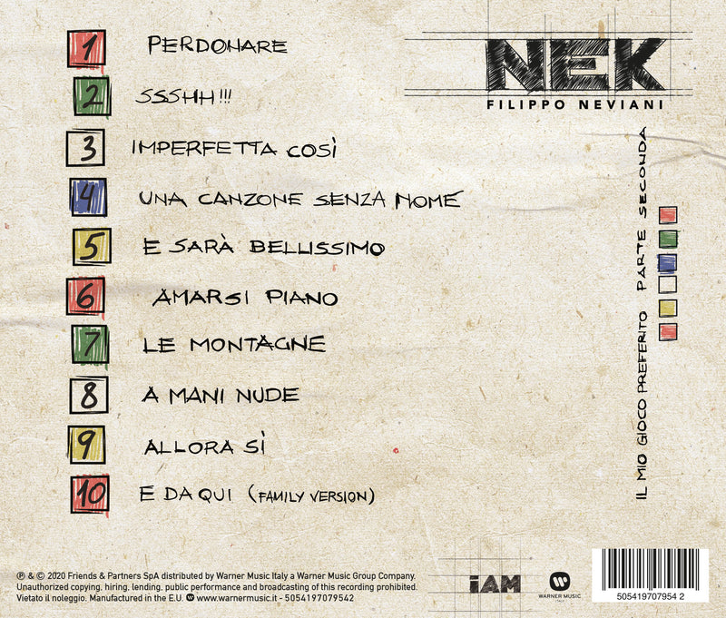 Nek - Il Mio Gioco Preferito (Parte Seconda) Cd 5054197079542