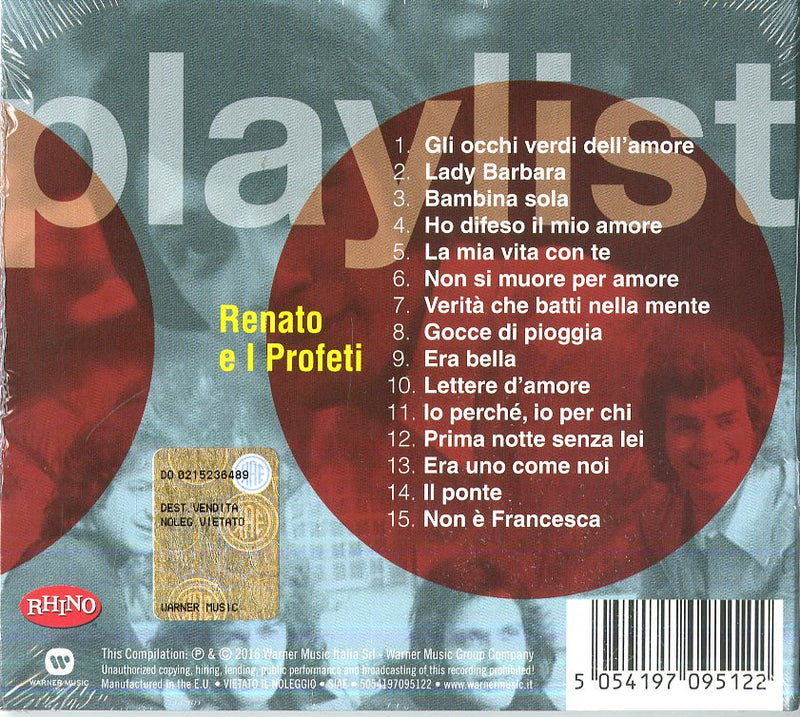 Renato E I Profeti - Playlist: Renato E I Profeti Cd 5054197095122