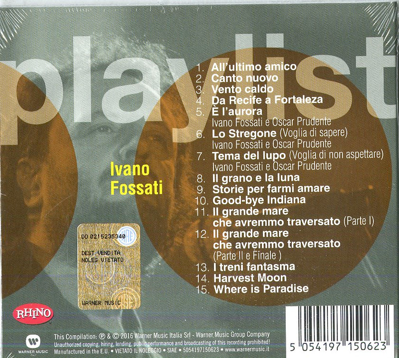 Fossati Ivano - Playlist: Ivano Fossati Cd 5054197150623