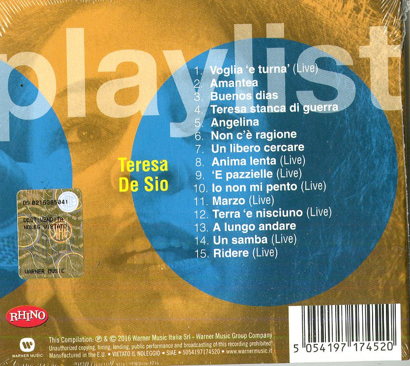 De Sio Teresa - Playlist: Teresa De Sio Cd 5054197174520