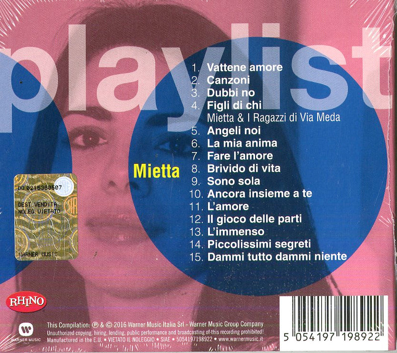Mietta - Playlist: Mietta Cd 5054197198922