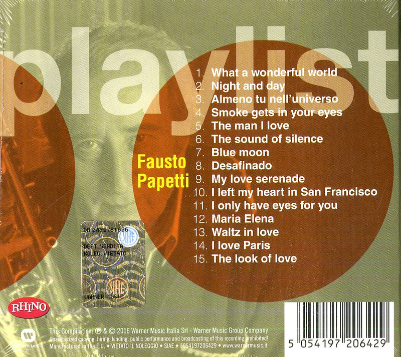 Papetti Fausto - Playlist: Fausto Papetti Cd 5054197206429