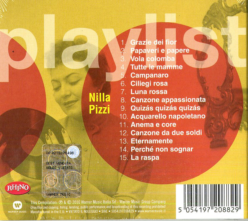 Pizzi Nilla - Playlist: Nilla Pizzi CD 5054197208829