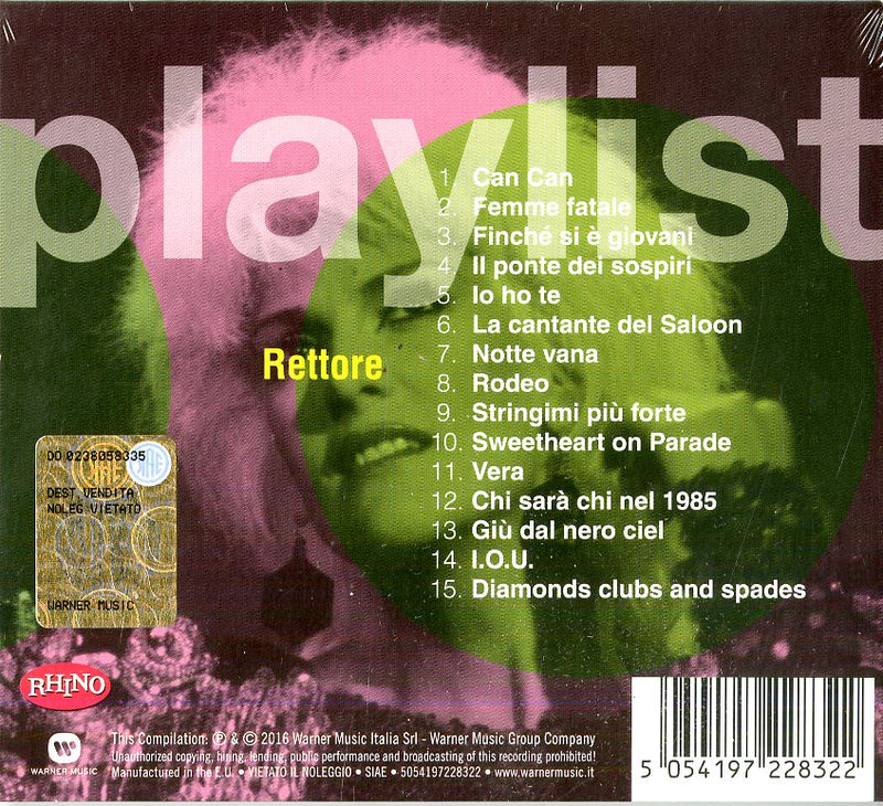 Rettore Donatella - Playlist: Donatella Rettore Cd 5054197228322