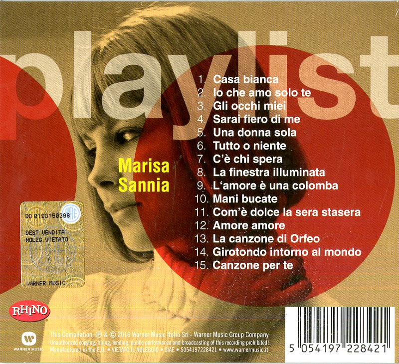 Sannia Marisa - Playlist: Marisa Sannia Cd 5054197228421