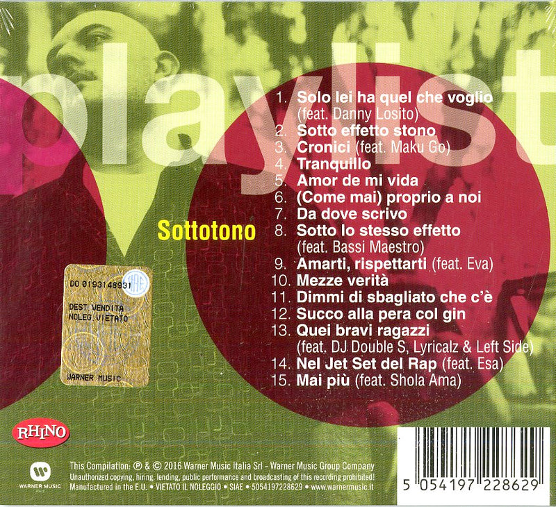 Sottotono - Playlist: Sottotono Cd 5054197228629