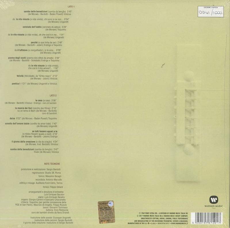 Endrigo Sergio, De Moraes Vinicius - La Vita, Amico, Ãˆ L'Arte Dell' Rsd 2017 Lp 5054197615917