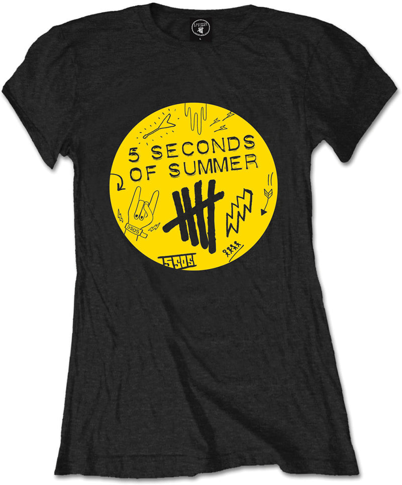 5 Seconds Of Summer - T-Shirt # L Black Femmina # Scribble Logo