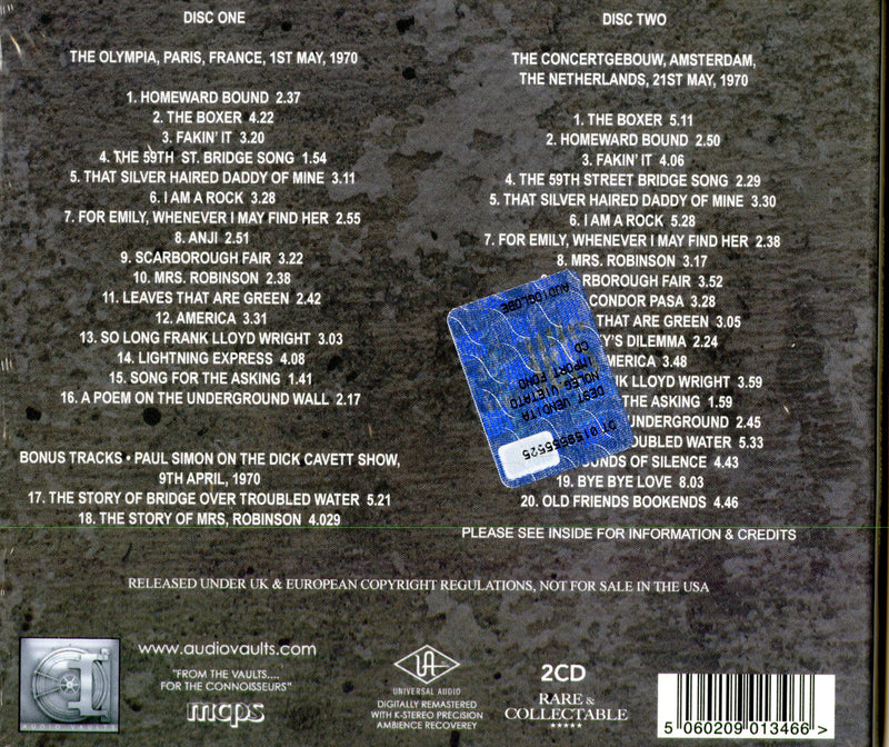 Simon & Garfunkel - Live In Europe 1970 Cd 5060209013466