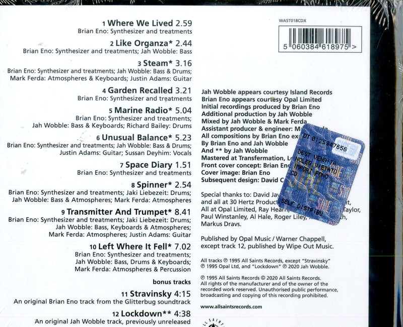 Eno Brian, Wobble Jah - Spinner - Expanded (Deluxe Edt.) Cd 5060384618975