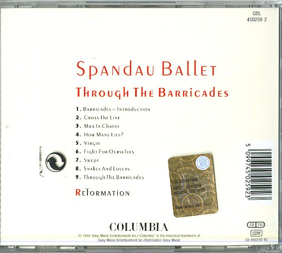 Spandau Ballet - Through The Barricades Cd 5099745025923