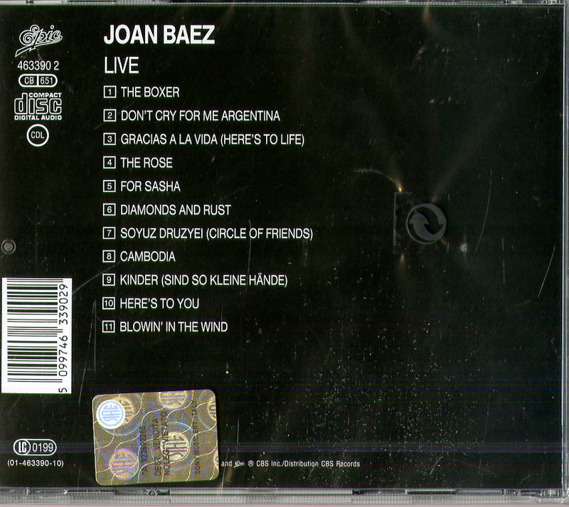 Baez Joan - Live Cd 5099746339029