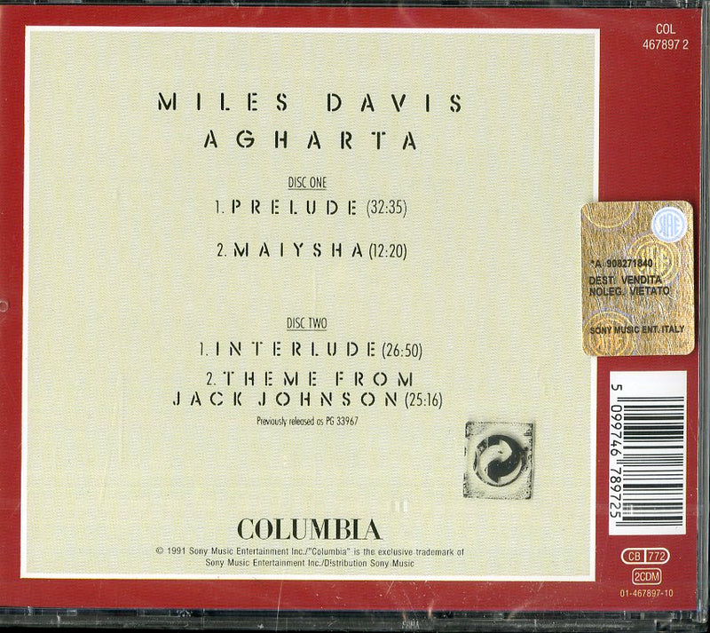 Davis Miles - Agharta Cd 5099746789725