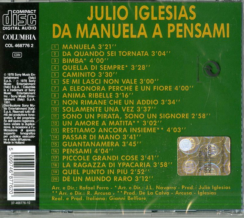 Iglesias Julio - Da Manuela A Pensami Cd 5099746877620