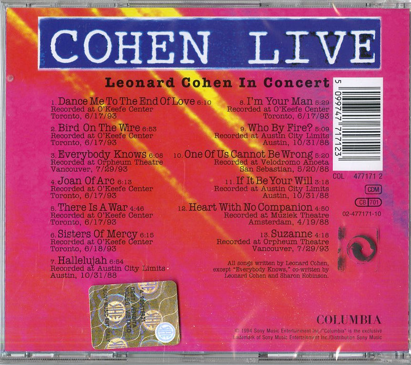 Cohen Leonard - Cohen Live CD 5099747717123