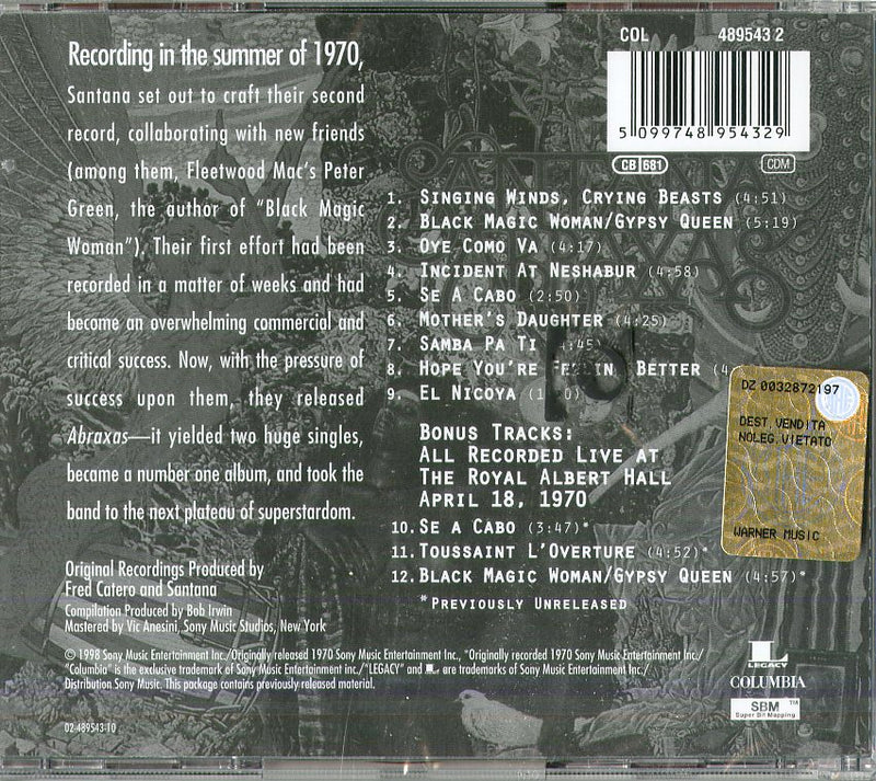 Santana - Abraxas Cd 5099748954329