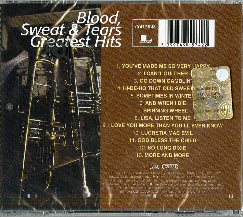 Blood Sweat & Tears - Greatest Hits Cd 5099749157422