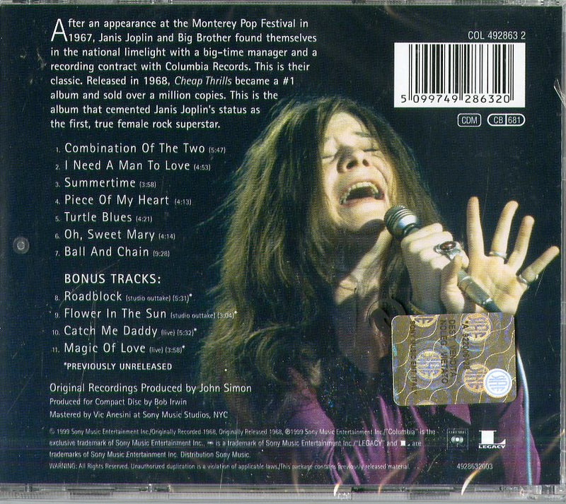 Joplin Janis - Cheap Thrills Cd 5099749286320