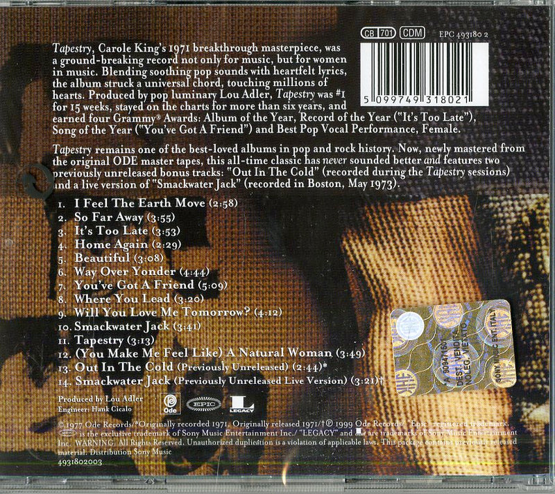 King Carole - Tapestry Cd 5099749318021