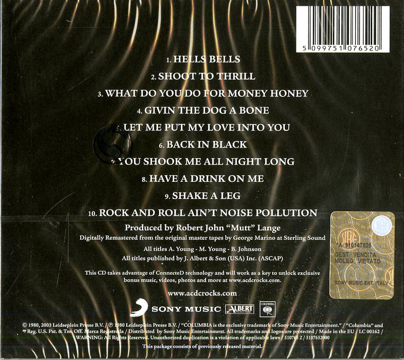 Ac/Dc - Back In Black Cd 5099751076520