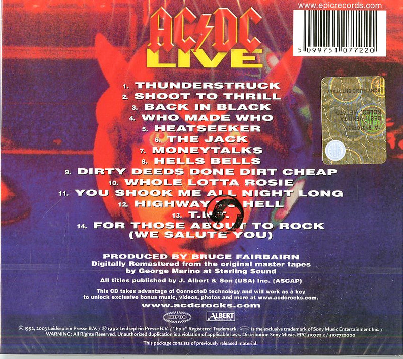 Ac/Dc - Live '92 Cd 5099751077220