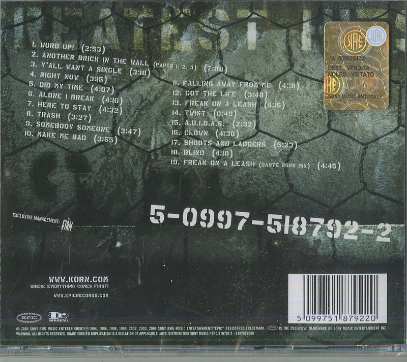 Korn - Greatest Hits Vol.1 Cd 5099751879220