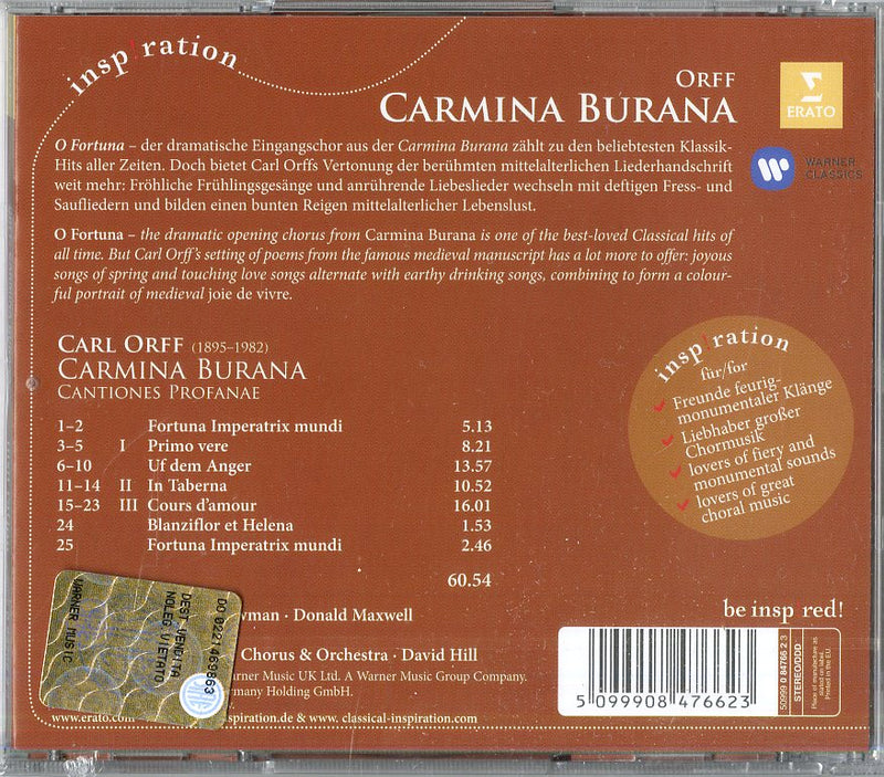 Hill David - Carmina Burana Cd 5099908476623