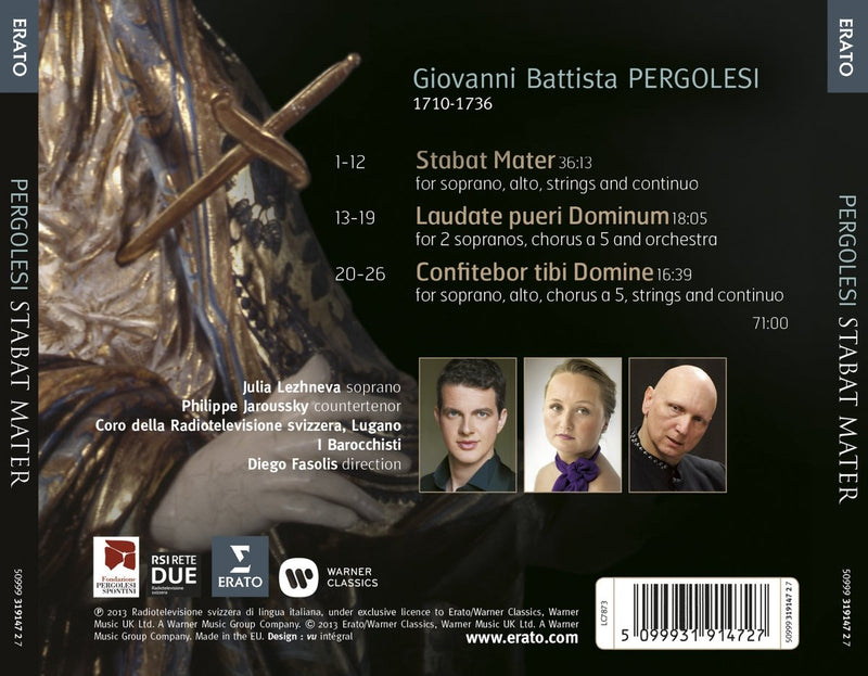 Julia Lezhneva( Soprano), Philippe Jaroussky( Controtenore), Fasolis( Direttore) - Stabat Mater, Laudate Pueri , Confitebor Cd 5099931914727