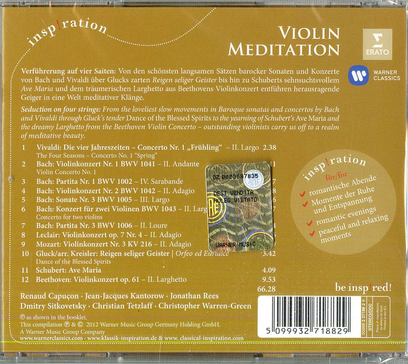 Capucon (Violino),Kantorov - Violin Meditation (Inspiration Series) Cd 5099932718829