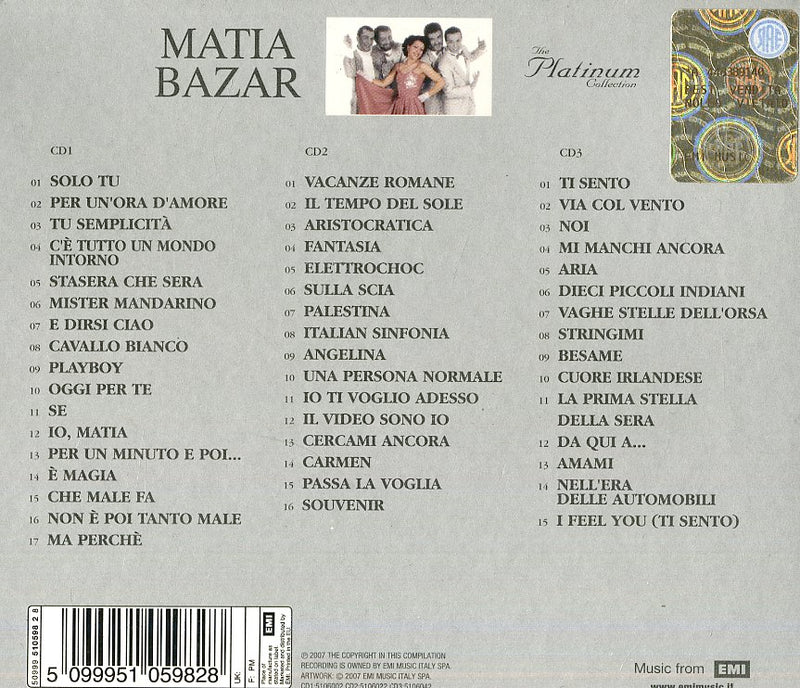 Matia Bazar - The Platinum Collection Cd 5099951059828