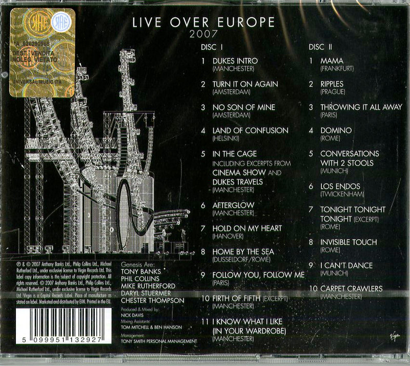 Genesis - Live Over Europe 2007 Cd 5099951132927