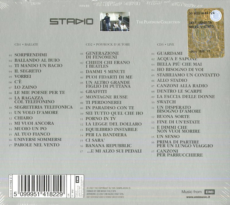 Stadio - The Platinum Collection Cd 5099951418229