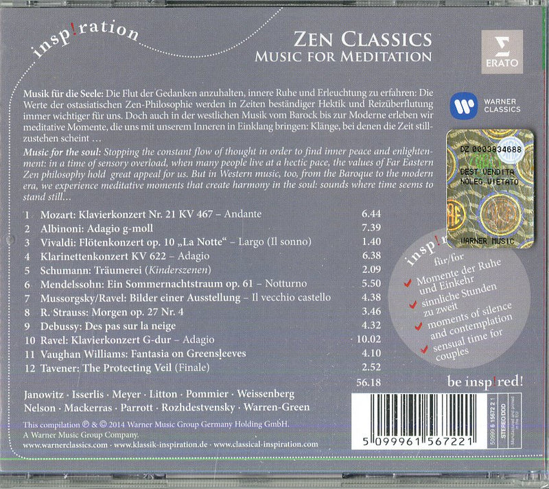 Janowitz,Meyer,Isler - Zen Classics Music For Meditation Cd 5099961567221