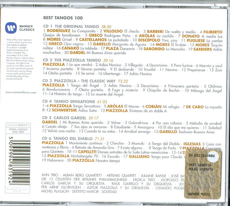 Compilation - 100 Best Tangos (Box6Cd) Cd 5099994831924