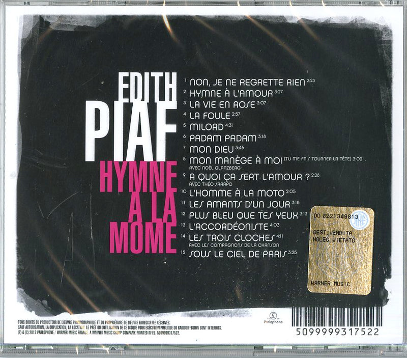Piaf Edith - Best Of : Hymne A La Mome Cd 5099999317522