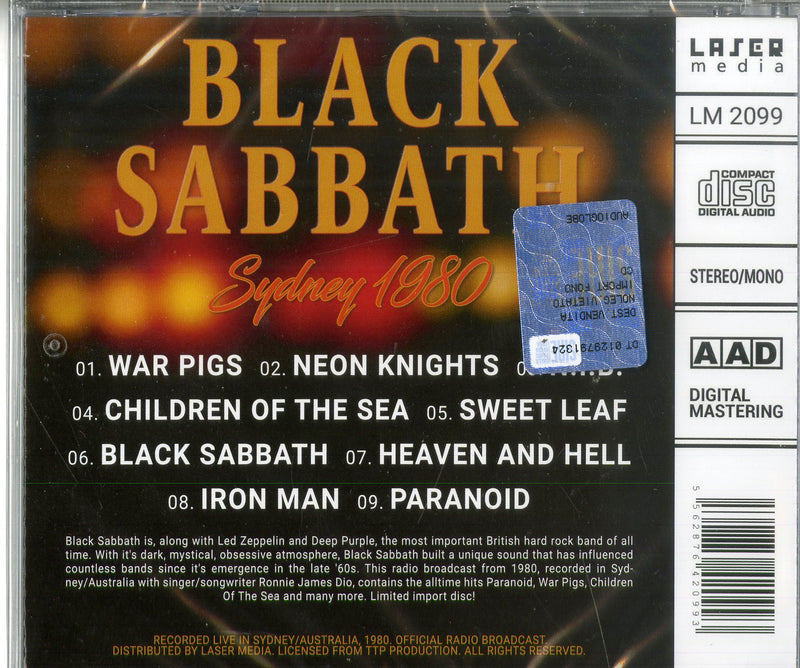 Black Sabbath - Sydney 1980 Cd 5562876420993