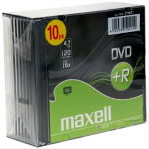 MAXELL DVD+R 4.7GB 8X SLIM CASE CONFEZIONE 10PZ