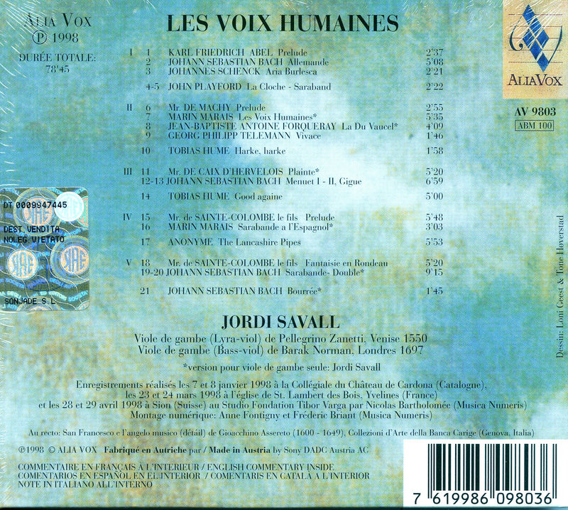 Savall Jordi - Les Voix Humaines CD 7619986098036
