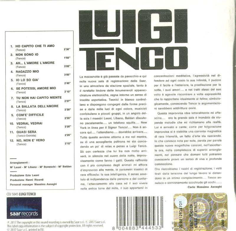 Tenco Luigi - Luigi Tenco CD 8004883444533