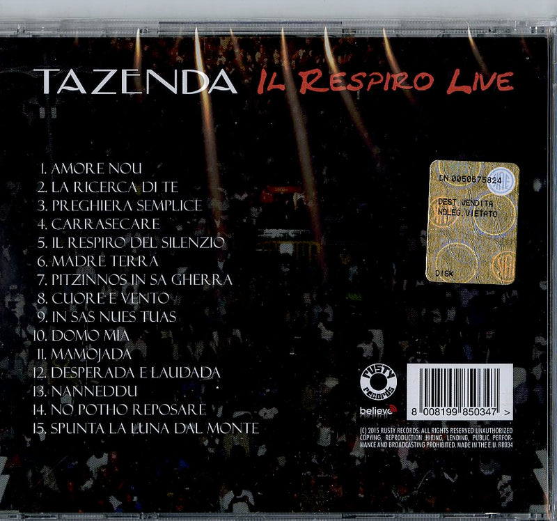 Tazenda - Il Respiro Live Cd 8008199850347