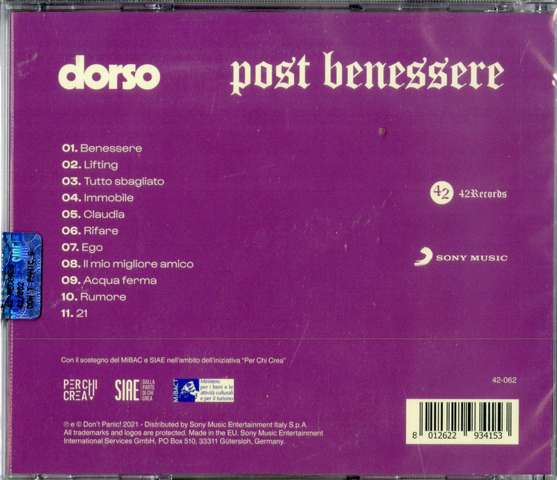 Dorso - Post Benessere Cd 8012622934153
