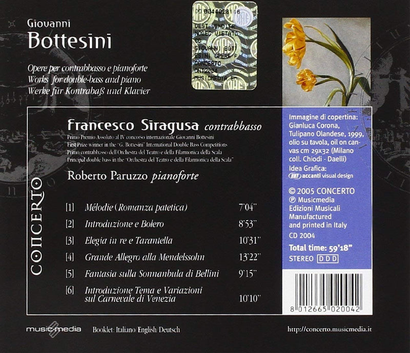 Francesco Siragusa( Contrabasso), Roberto Paruzzo( Piano) - Musica Per Contrabbasso E Pianoforte (Double Bass Music) Cd 8012665020042