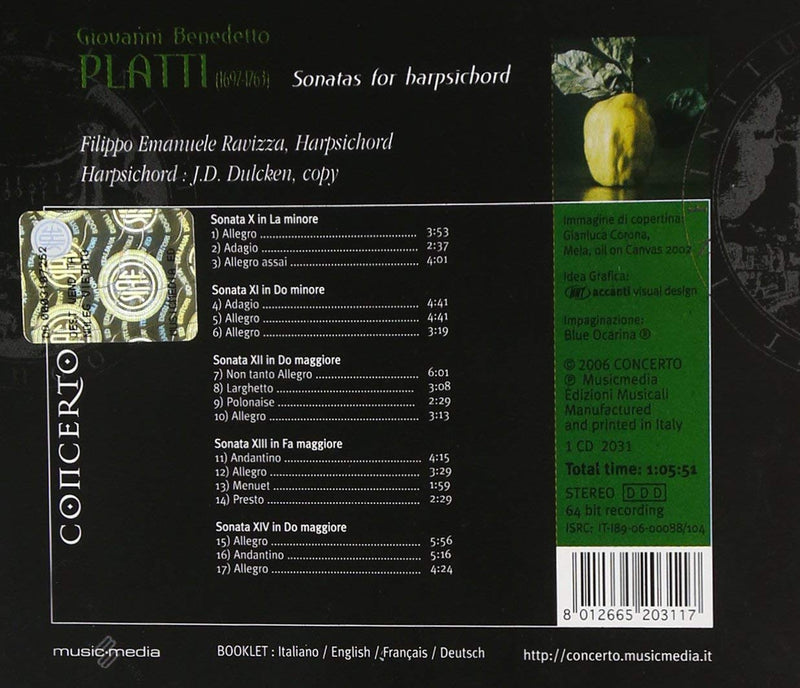 Filippo Ravizza (Clavicembalo) - Le Sonate Per Clavicembalo Vol.3 Cd 8012665203117