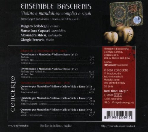 Baschenis Ensemble - Violino E Mandolino Complici E Rivali (Divertimenti E Quartetti Per Mandolino.. Cd 8012665203612