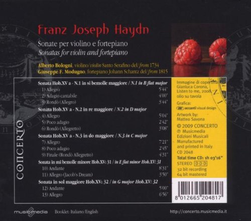 Alberto Bologni( Violino), Giuseppe Fausto Modugno( Piano) - Sonatas For Violin And Fortepiano Hob.Xv A - Xv 31,32 Cd 8012665204817