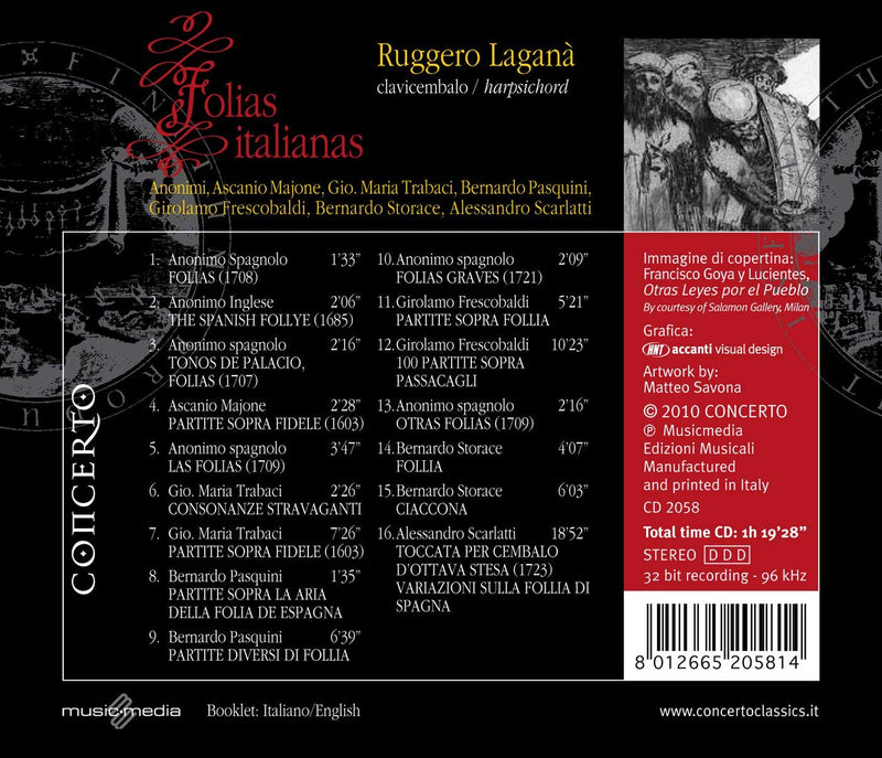 Ruggero Lagani (Clavicembalo) - Folias Italianas Cd 8012665205814